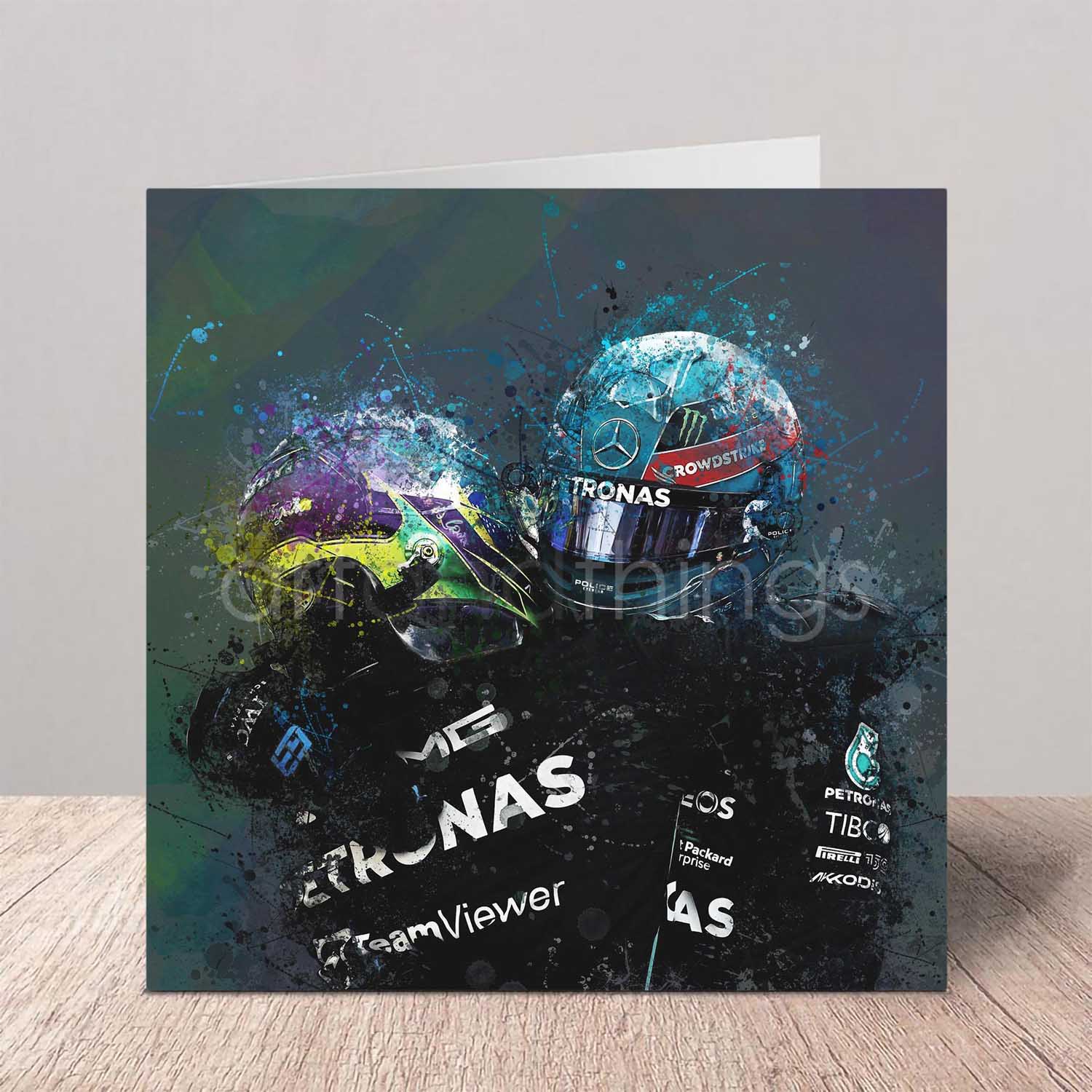 Lewis Hamilton and George Russell Greeting Card