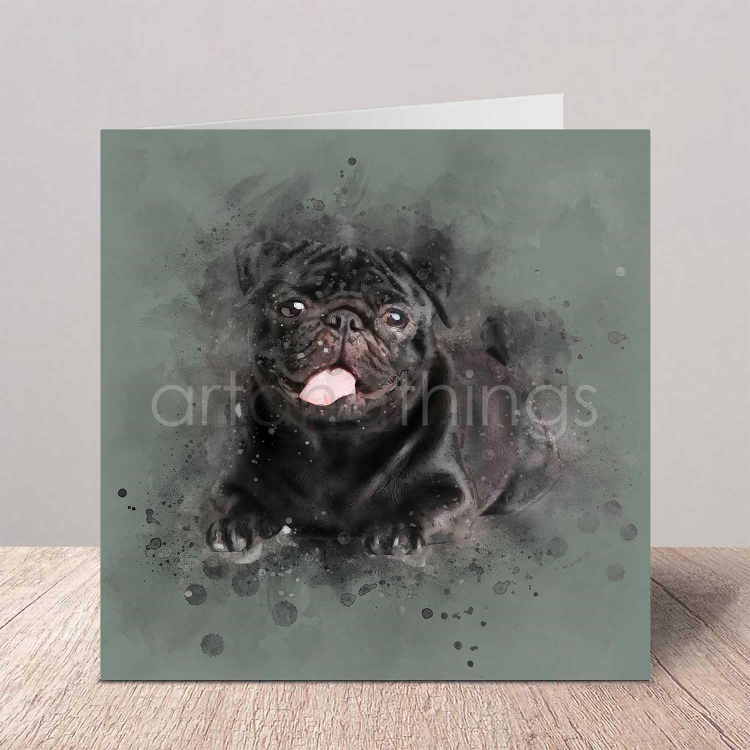 Black Pug Greeting Card