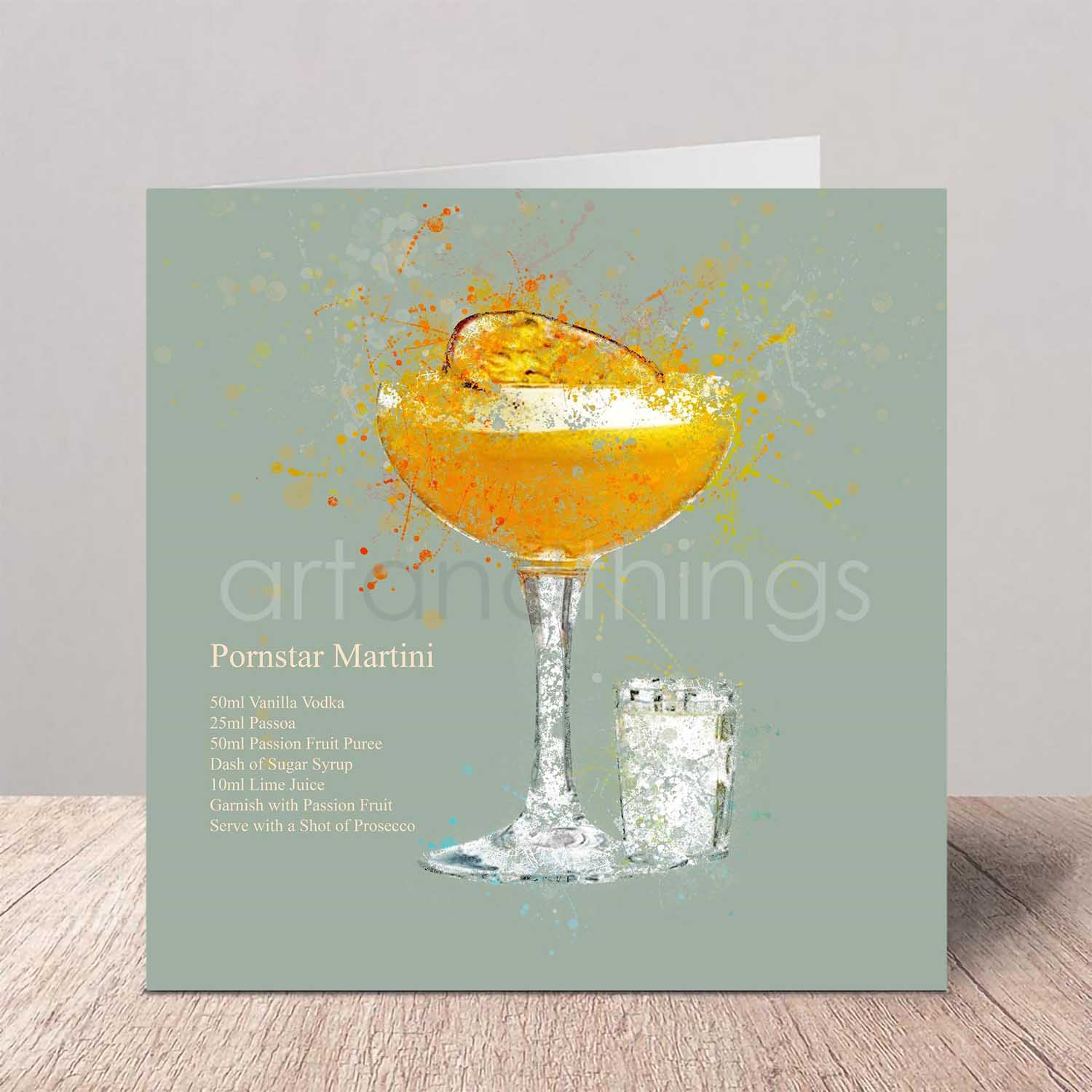 Passion Fruit Martini Cocktail Greeting Card