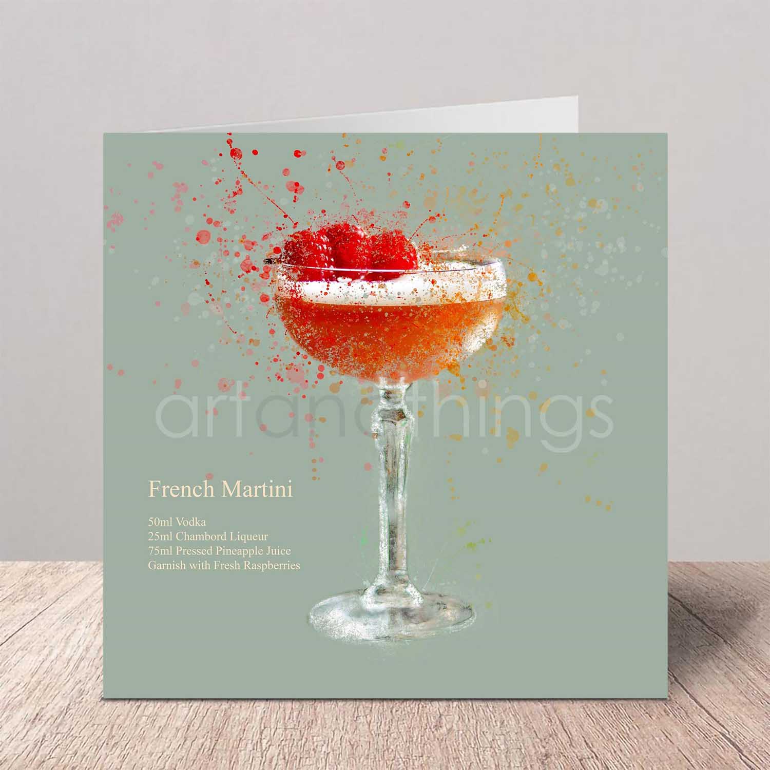 French Martini Cocktail Greeting Card