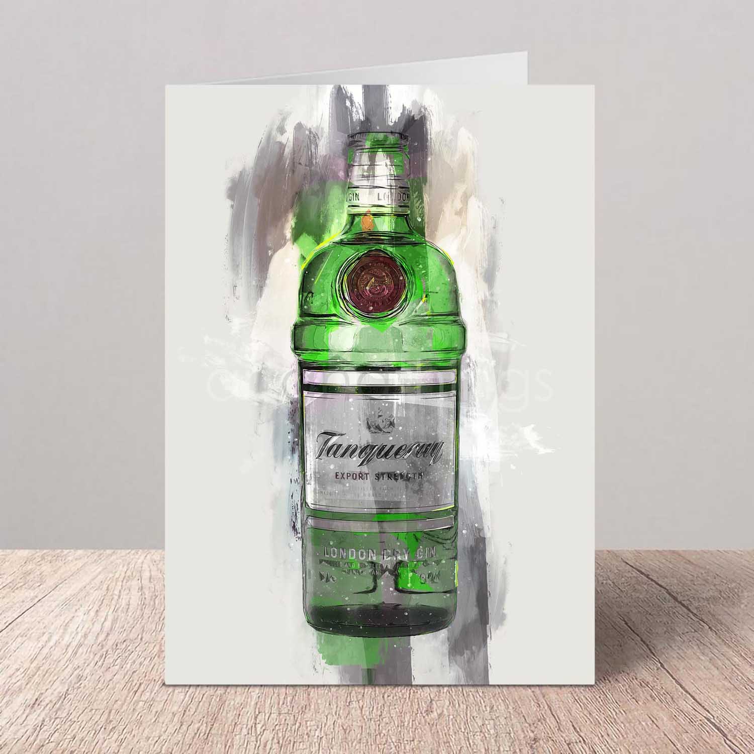 Tanqueray Gin Bottle Greetings Card