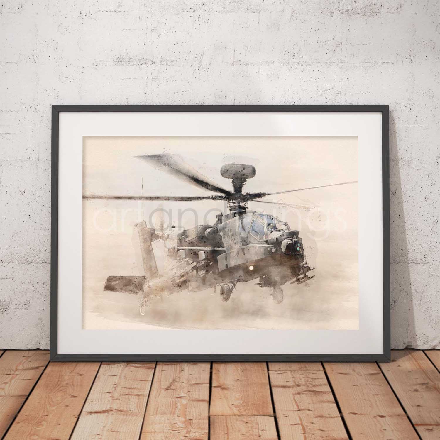 Apache Helicopter Print